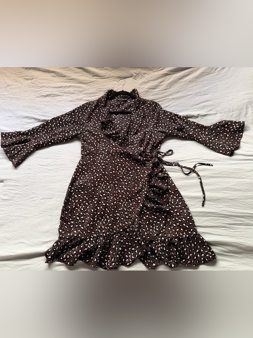 PrettyLittleThing Chocolate Leopard Wrap Dress Sz 14